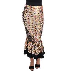 Gold Skirts Dolce & Gabbana Gold Sequined Peplum High Waist Skirt IT38