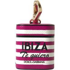 Dolce & Gabbana Fuchsia Dauphine Leather Logo Airpods Case