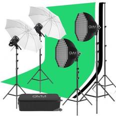 Studio Lighting GVM LED Video Lights P80S 4-Light Kit with Umbrellas Softboxes and Backdrops