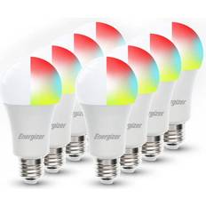 Energizer 60-Watt A19 Smart Wi-Fi Multicolor and Single White 4000K LED Light Bulb 8-Pack