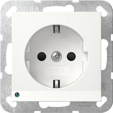 Gira Elartiklar Gira System 55 1-vägsuttag Med LED Matt Vit
