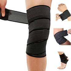 Health Extra Long Elastic Compression Knee Brace Wrap for patellar tendon support strap for Plantar Fasciitis, Stabilising Ligaments, Joint Pain, Swelling Sprains, Squat, Basketball, Running, Tennis