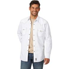 Wrangler Herr Skjortor Wrangler Herr retro två fickor långärmad snäppskjorta, Vitt