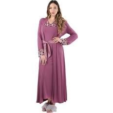 Silk Robes MeMoi Women's Floral Embroidered Long Robe Tulipwood