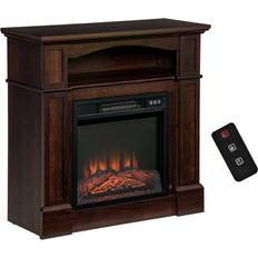 Fireplaces Homcom HomCom Electric Fireplace with Mantel 1400W Brown