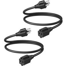 Extension Cords Dewenwils 6 ft Extension Cords Indoor Outdoor, 3 Prong Power Extension Cable, 16 AWG SJTW Weatherproof, 2-Pack, Black