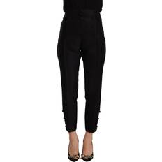 DSquared2 Women Pants DSquared2 Black Button Embellished Cropped High Waist Pants IT40