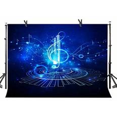 Music Night Backdrop Blue Photography Backgrounds Starlight Picture for Photo Booth Backdrops Kids Children Theme Party Backdrop YouTube Video Background Props 10X7FT KST017