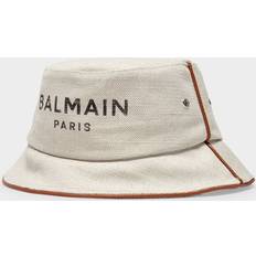 Hats Balmain logo-print bucket hat women Cotton/Linen/Flax Neutrals