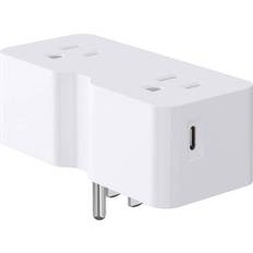 ELEGRP 3 Prong Outlet Extender with Type C and Type A USB Wall Charger, Plug Adapter White, 1-Pack