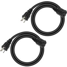 Extension Cords Dewenwils 3 ft. 16/3 Heavy Duty SJTW Indoor/Outdoor Extension Cord, 2 Pack, Black