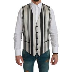 Silke Veste Dolce & Gabbana Klassisk Stribet Bomuld Silke Kjole Vest Flerfarvet