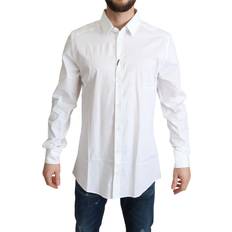 Bomull - Herre Kjoler Dolce & Gabbana White Cotton Stretch Men Dress Formal Shirt IT38