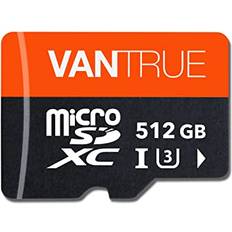 Vantrue Vantrue 512GB microSDXC UHS-I U3 4K UHD Video High Speed Transfer Monitoring SD Card with Adapter for Dash Cams, Body Cams, Action Camera, Surveillance & Security Cams