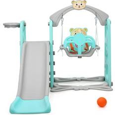 Goplus 4-in-1 Toddler Climber and Swing Set Green