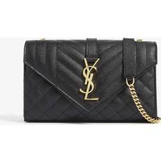 Saint Laurent Bolsos Saint Laurent Womens Black Gold Monogram Leather Satchel