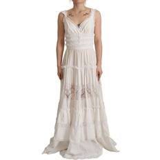 Herre - Hvite Kjoler Dolce & Gabbana White Cotton Tiered Long Maxi A-line Dress IT40