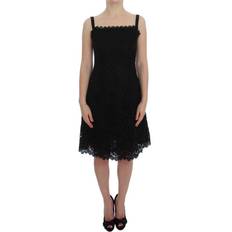 Black - Men Dresses Dolce & Gabbana Black Floral Lace Shift Knee Length Dress IT40