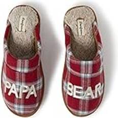 Dearfoams Men's Papa Bear Slipper, Red/Blue Plaid