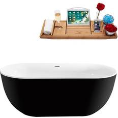 Black Built-In Bathtubs Streamline 28.3-in 59.1-in Glossy Acrylic Drain