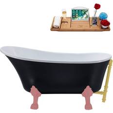 Black Corner Bathtubs Streamline Acrylic Clawfoot Soaking Bathtub Matte Matte Drain