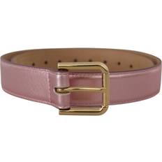 Dame - Rosa Belte Dolce & Gabbana Metallic Pink Polished Leather Logo Metal Buckle Belt