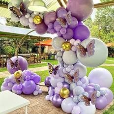 Purple Balloon Arches 126pcs Purple Butterfly Baby Girl Balloon Garland Arch Kit Theme Purple Balloons Baby Shower Birthday Valentine's Day Bachelorette Wedding Party Decorations for Girl Women