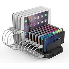 Alxum 60w 10 port 2.4a usb charging station, multi device charger station for