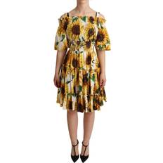 Gule - Herre Kjoler Dolce & Gabbana Yellow Sunflowers Print Open Shoulder Dress IT38