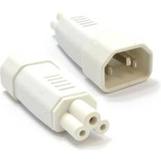 Kenable 3 pin iec socket c14 to cloverleaf plug c5 adapter up to 250v white