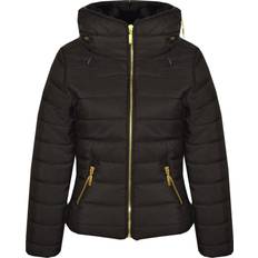 A2Z Kids Girls jacket kids padded black puffer bubble fur collar quilted warm thick coats
