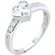 Heart Symbol Engagement Ring - Silver/Diamonds