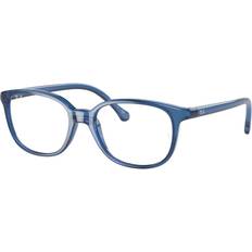 Blue - Junior Glasses Ray-Ban Junior Kids' RY1900F Low Bridge Fit Square Prescription Eyewear Frames, Transparent Blue/Demo Lens, mm