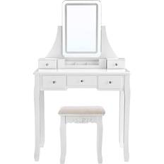 Vasagle Justerbart LED Sminkespejl Med 3 Farver Toiletbord