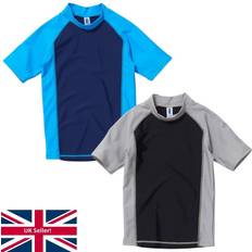 UV Shirts Children's Clothing H2O Plain Short Sleeve Swim Rash Top Black 7-8 Years