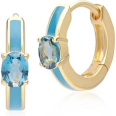 Gemondo Siberian Waltz Blue Enamel & London Blue Topaz Hoop Earrings in Gold Plated Silver