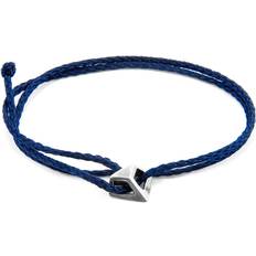 Anchor & Crew Navy Blue Arthur Silver and Rope SKINNY Bracelet