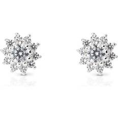 Beige Earrings John Greed Signature Silver CZ Flower Halo Stud Earrings