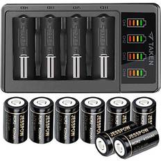 Cr2 rechargeable batteries and charger 450mah 3.7v cr2 battery 8 pack