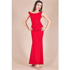 Long Dress - Red Dresses Goddiva Off The Shoulder Scuba Maxi Dress Red