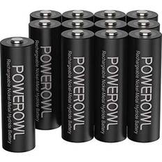 Powerowl POWEROWL Laddningsbara AA-Batterier, 2800mAh AA-batterier med Hög Kapacitet 1,2V NiMH Låg Självurladdning 12 Stycken