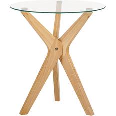 Glass Small Tables Beliani Valley Transparent/Light Wood Small Table 45x45cm