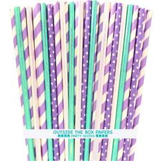 Party Straws 100 Mermaid Themed Paper Straws