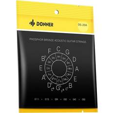 Donner Light Acoustic Guitar Strings Phosphor Bronze Coated 1 Set of 6 Hex Steel String 11-50 DAS-20L