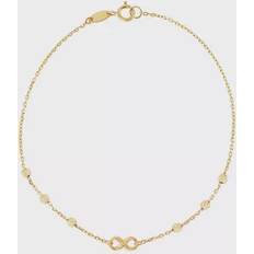 Macy's Gold Bracelets Macy's 10k Gold Polished Bead & Infinity Link Station Bracelet, Women's, 7.5" Yellow