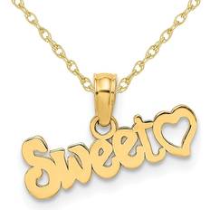 Charms & Pendants 10K Yellow Sweet Heart Pendant Necklace Charm with Chain