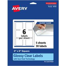 Office Supplies Avery Glossy Clear Square Labels with Sure Feed Labels Laser/Inkjet Labels