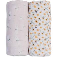 Floral and Dragon Fly Printed Cotton Muslin Blankets, Pack of 2 Baby