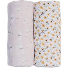 Lulujo Floral and Dragon Fly Printed Cotton Muslin Blankets, Pack of 2 Baby