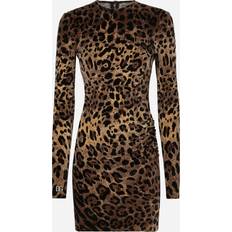 Dolce & Gabbana Kurzes Kleid Aus Chenille-jacquard Dg-logo Mehrfarbig